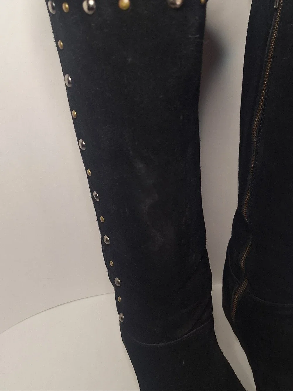 BearPaw Black Tall Faux Fur Winter Boots with Stud Accents Size US 9 Womens
